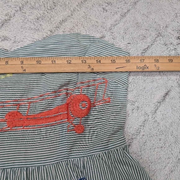 Moulinette Soeurs Dress Womens 10 Blue Stripe Airplane Embroidered Festival Fair - Picture 5 of 11